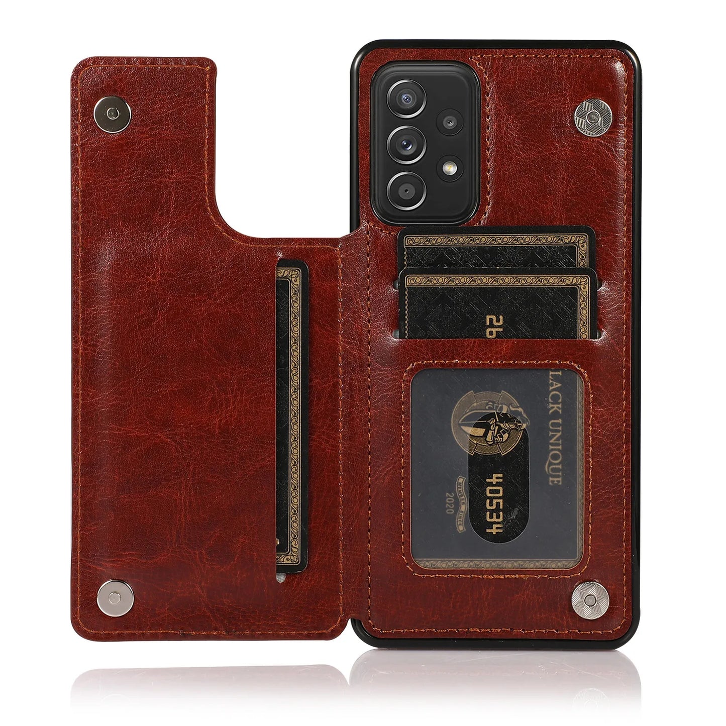 Flip Leather Wallet Case with Card Holder for Samsung