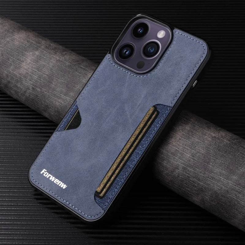 Retro Card Holder Leather Case for iPhone - CaseifyTrend