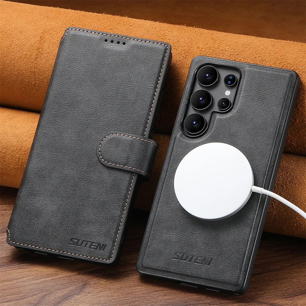 Detachable Magnetic Leather Wallet Phone Case for Samsung
