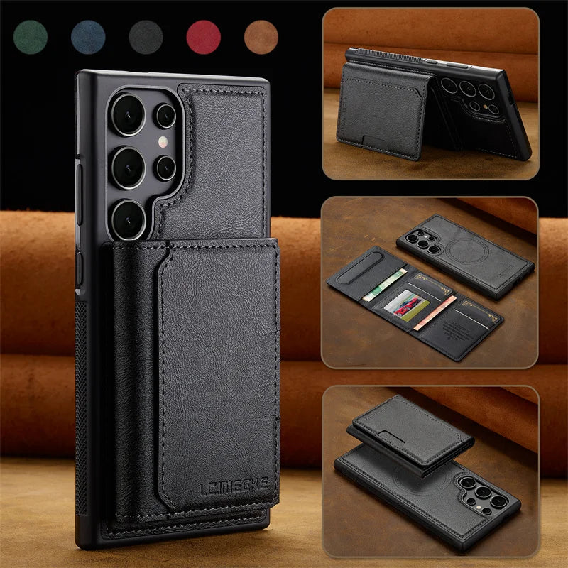 Luxury Magsafe Leather Wallet Phone Case for Samsung Galaxy