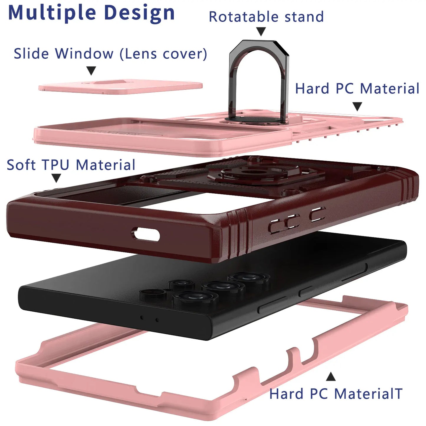 Samsung S22 Ring Kickstand Card Slot Shockproof Case