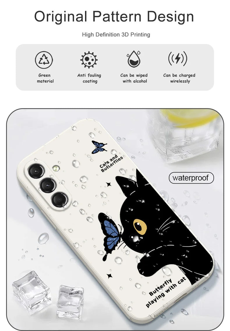Cute Cat Butterfly Phone Case for Samsung Galaxy