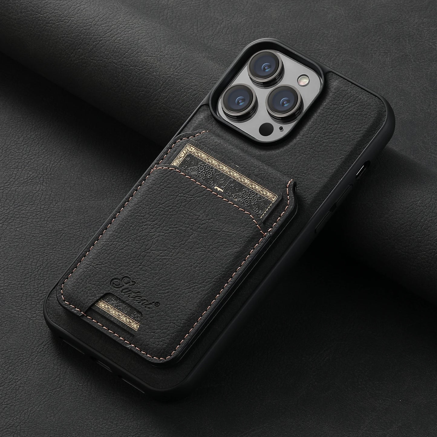 Luxury Magnetic Leather Wallet Case with Card Slot for iPhone