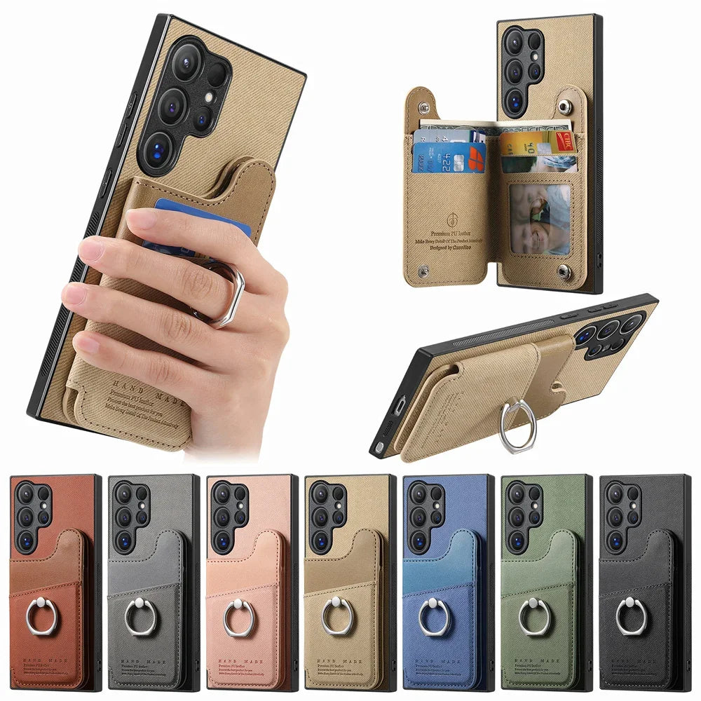 RFID-Blocking Magnetic Wallet Phone Case for Samsung