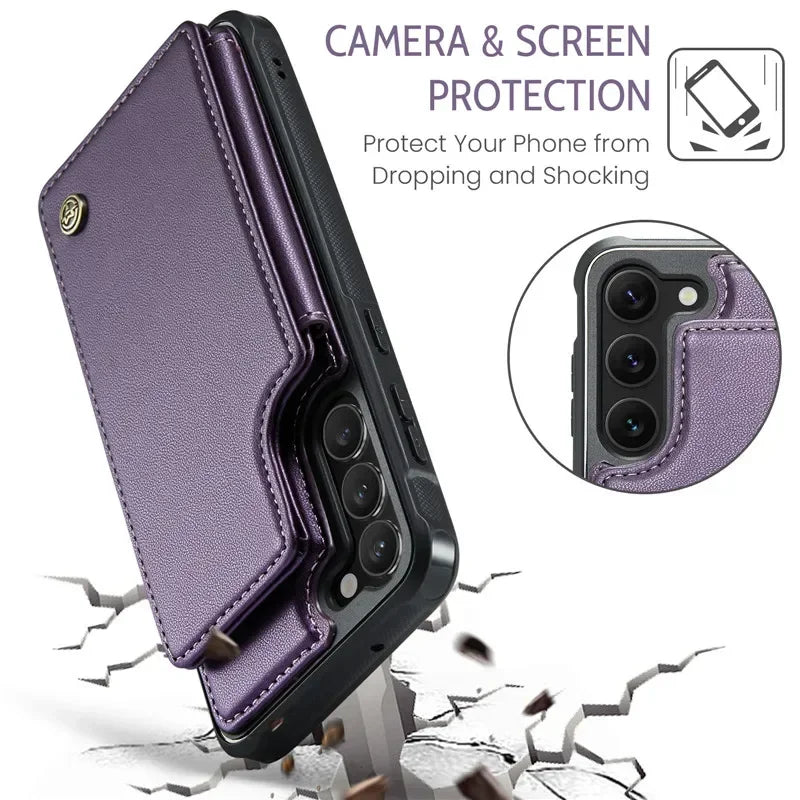 Leather Magnetic Wallet Phone Case with Pocket for Samsung