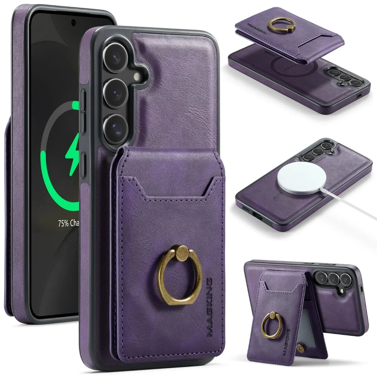 Magnetic Leather Phone Case with Card Holder for Samsung