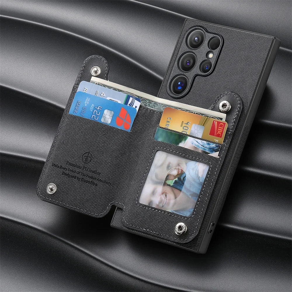 RFID-Blocking Magnetic Wallet Phone Case for Samsung