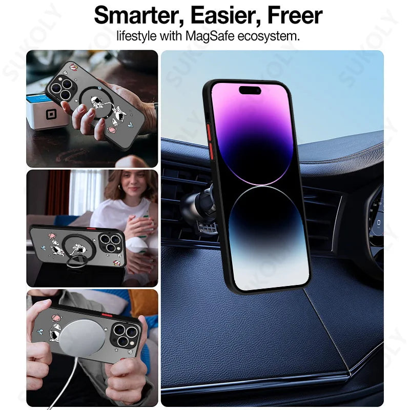 Magnetic Magsafe Moon Astronaut Case for iPhone - CaseifyTrend