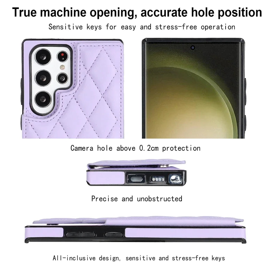 Wallet Flip Leather Case with Double Button for Samsung