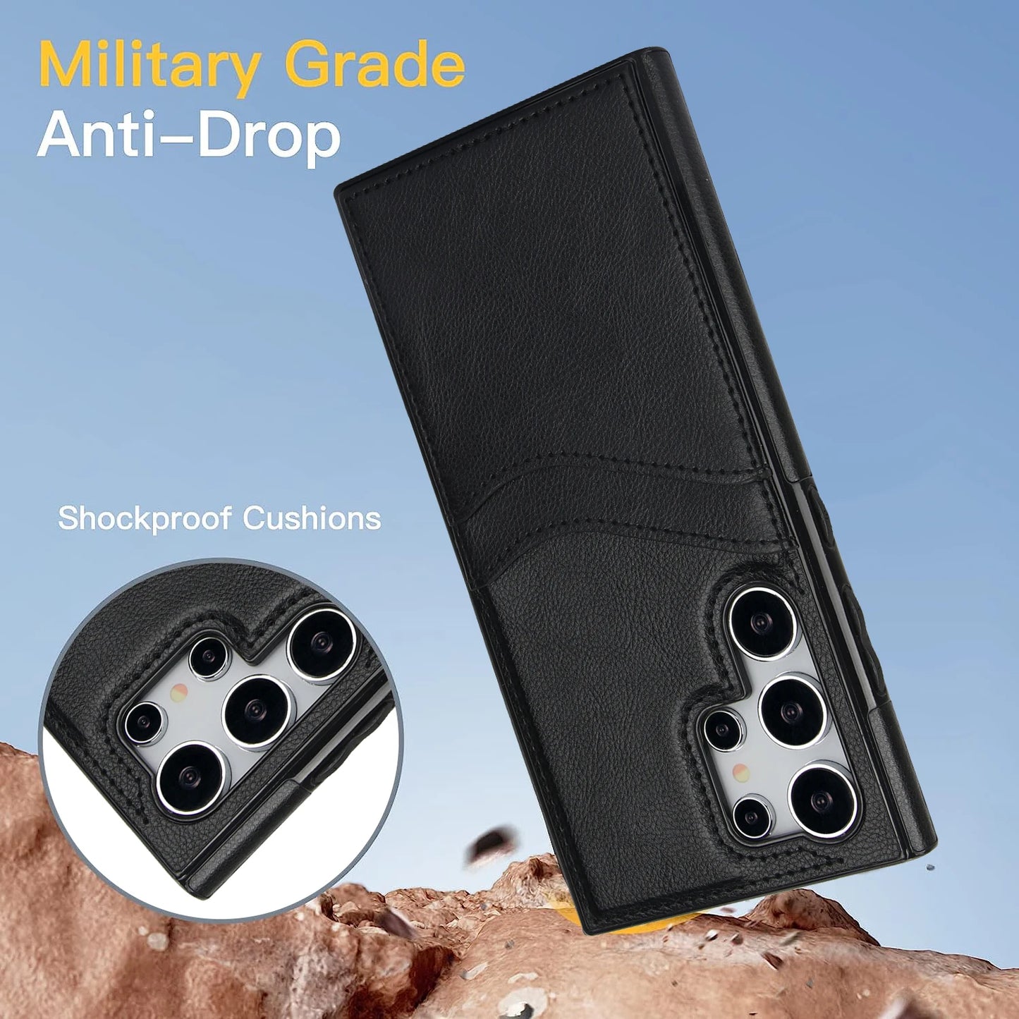 Leather Wallet Phone Case with Card Holder for Samsung