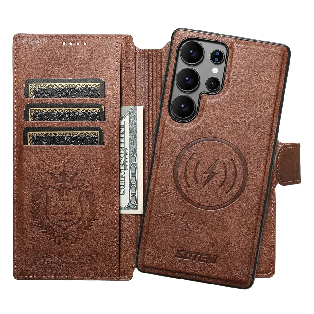 Detachable Magnetic Leather Wallet Phone Case for Samsung