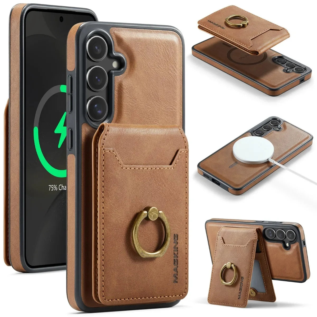 Magnetic Leather Phone Case with Card Holder for Samsung