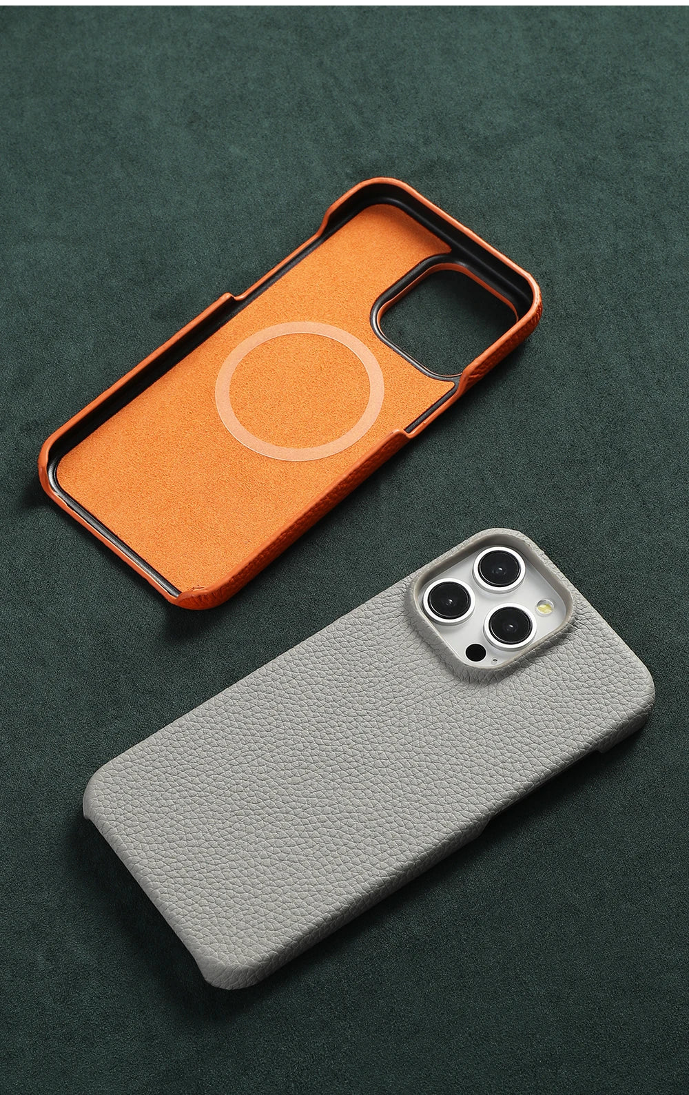 Magnetic Cowhide Leather Case for iPhone with MagSafe
