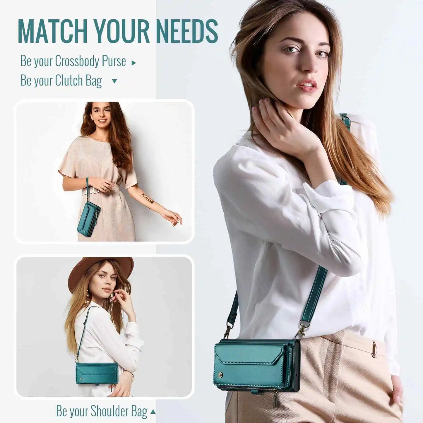 Crossbody Wallet Case with Card Holder for Samsung Galaxy