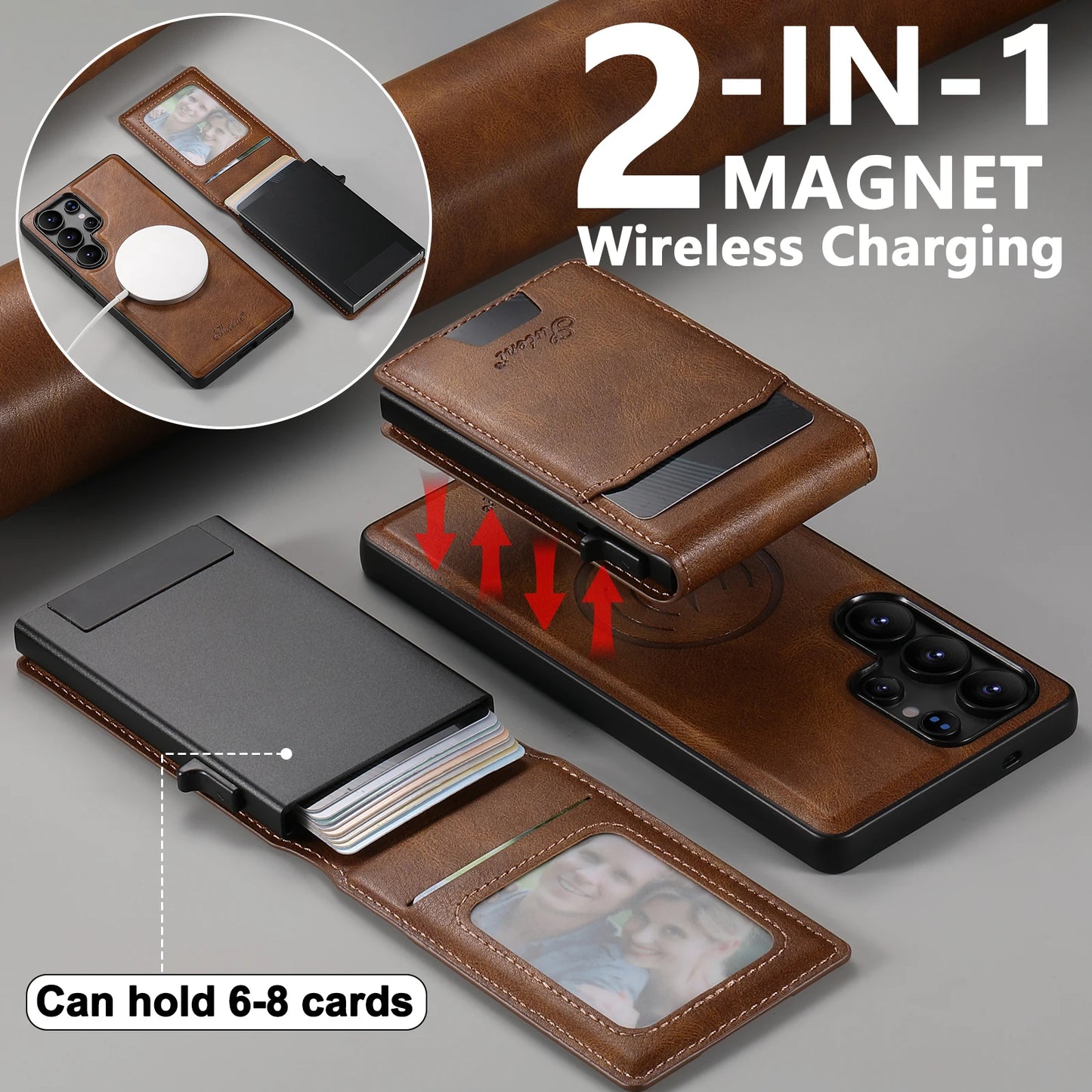 Luxury PU Leather Wallet Phone Case with Card Slot for Samsung