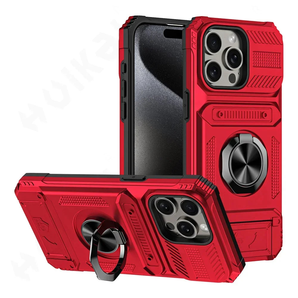Magnetic iPhone Wallet Case with Ring Kickstand