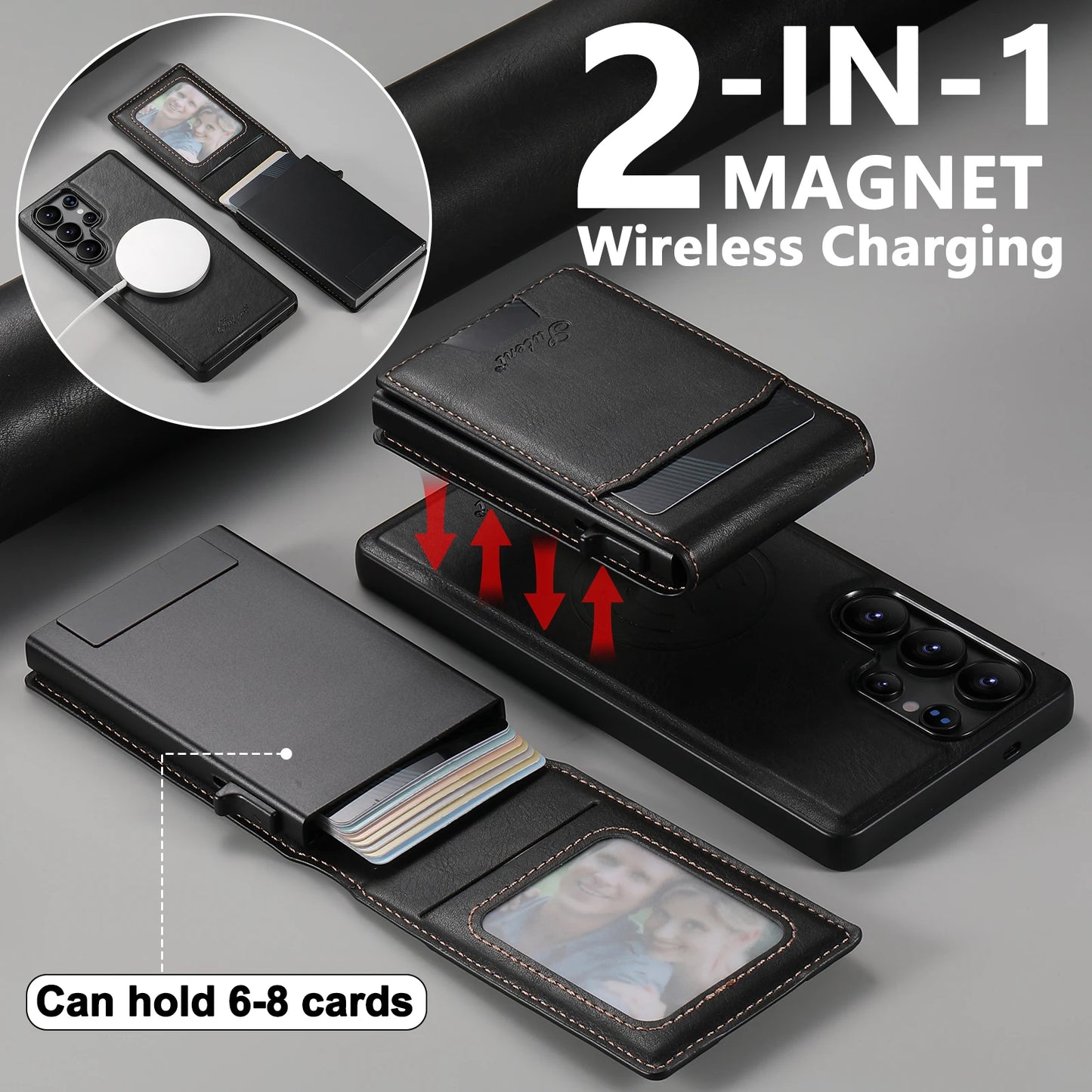 Luxury PU Leather Wallet Phone Case with Card Slot for Samsung