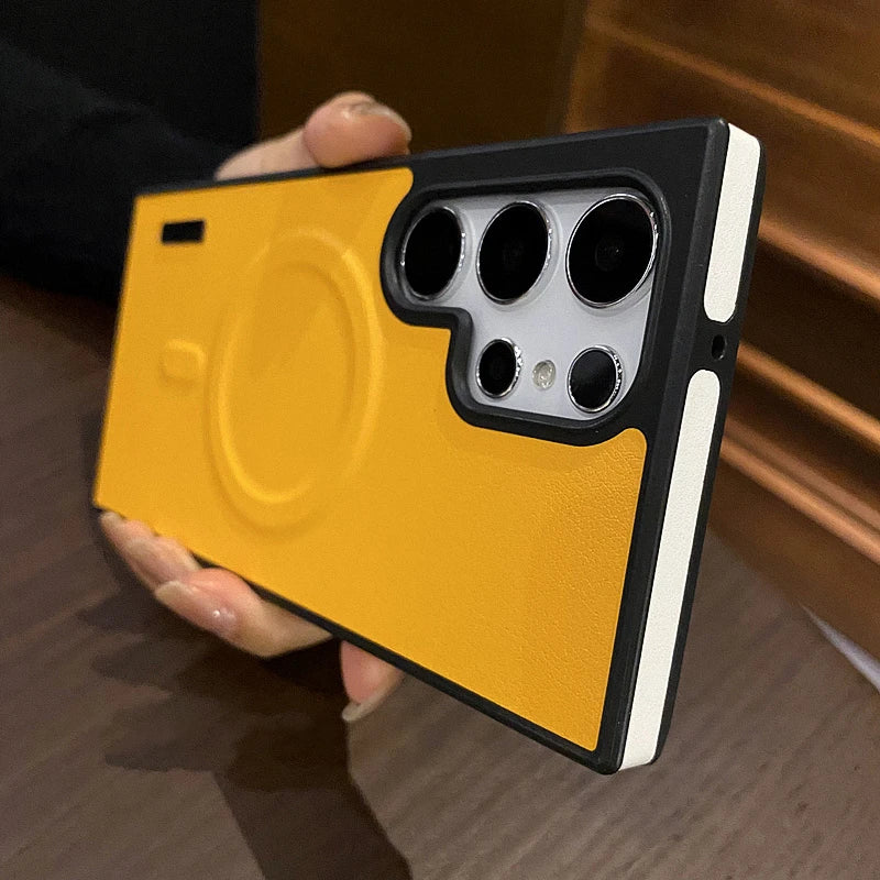 Luxury Matte Leather Magnetic Case for Samsung Galaxy
