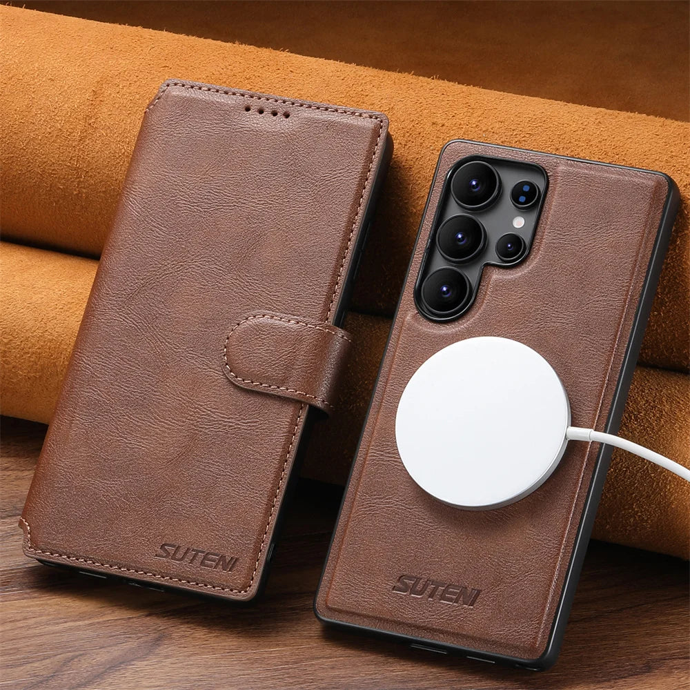 Detachable Magnetic Leather Wallet Phone Case for Samsung