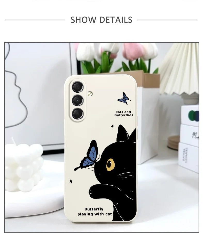 Cute Cat Butterfly Phone Case for Samsung Galaxy