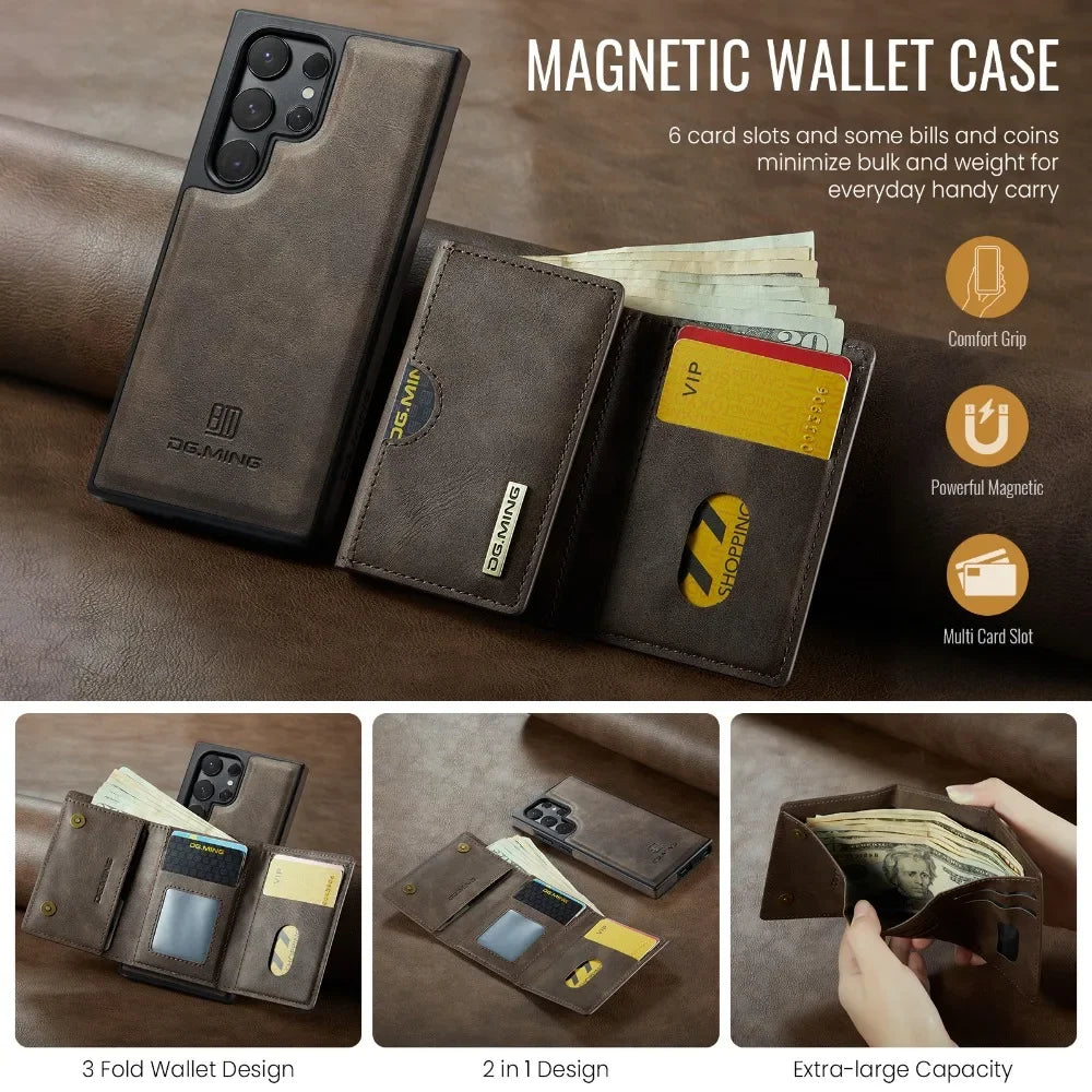 Detachable Magnetic Wallet Case with RFID for Samsung Galaxy
