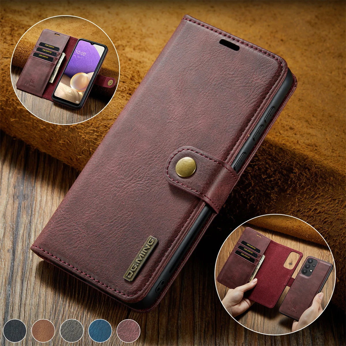Detachable Magnetic Leather Wallet Case for Samsung Galaxy