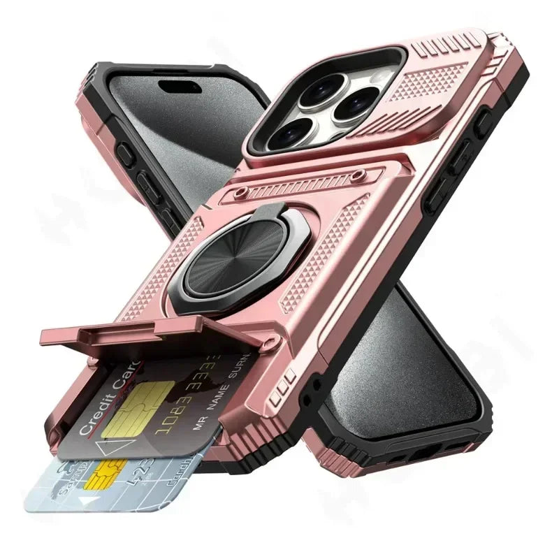Magnetic iPhone Wallet Case with Ring Kickstand