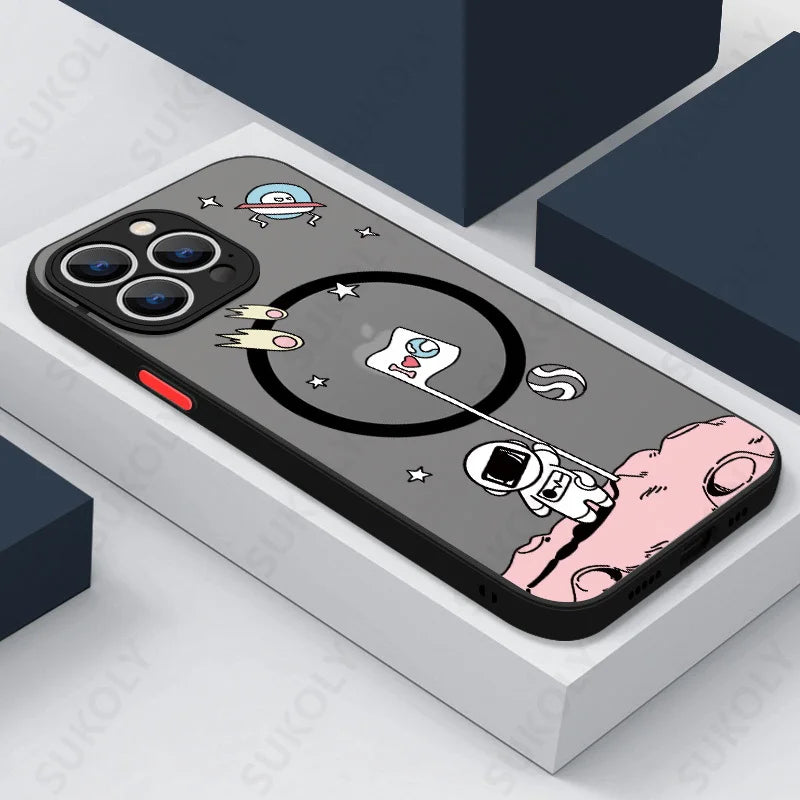 Magnetic Magsafe Moon Astronaut Case for iPhone - CaseifyTrend