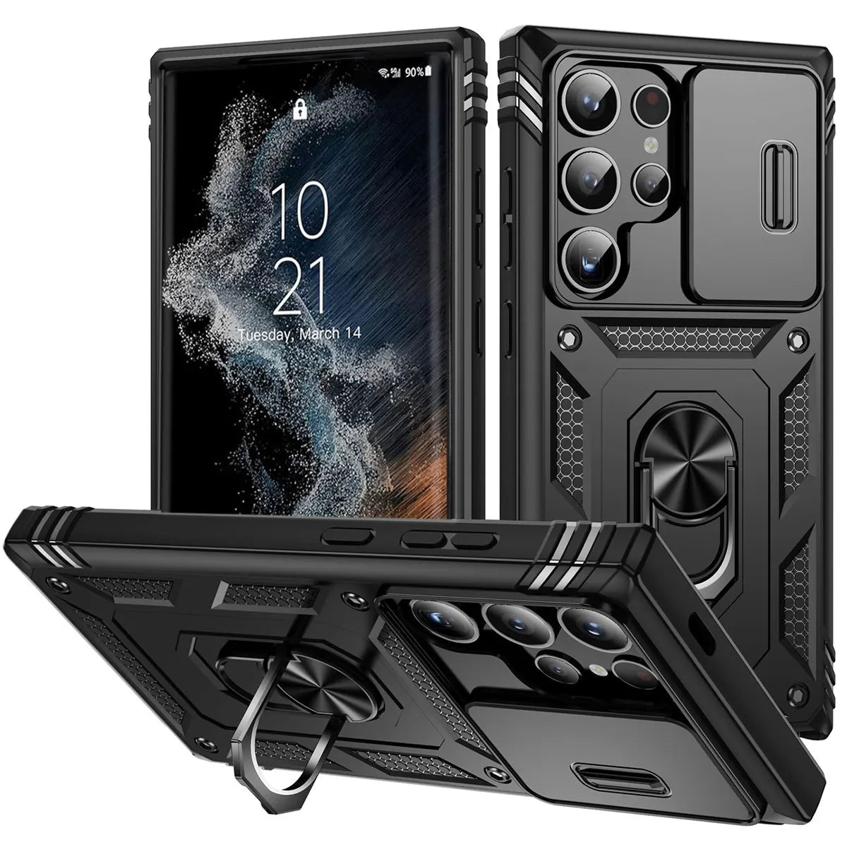 Samsung S22 Ring Kickstand Card Slot Shockproof Case