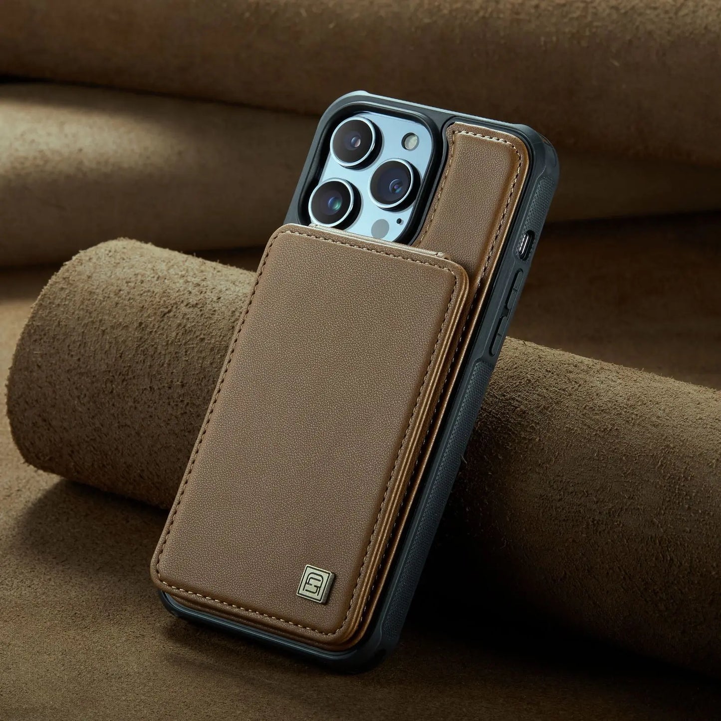Magnetic Leather Wallet Case with Card Holder for iPhone