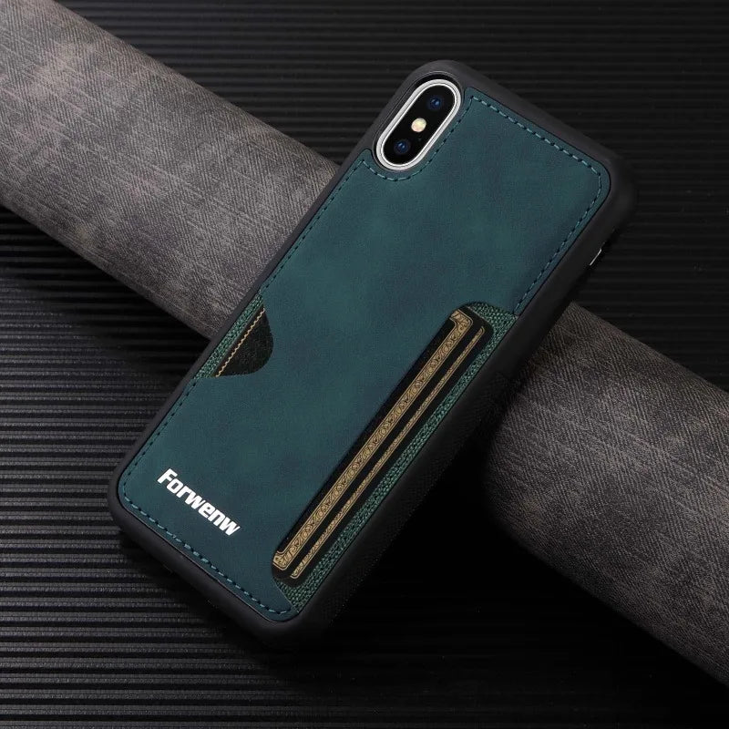Retro Card Holder Leather Case for iPhone - CaseifyTrend