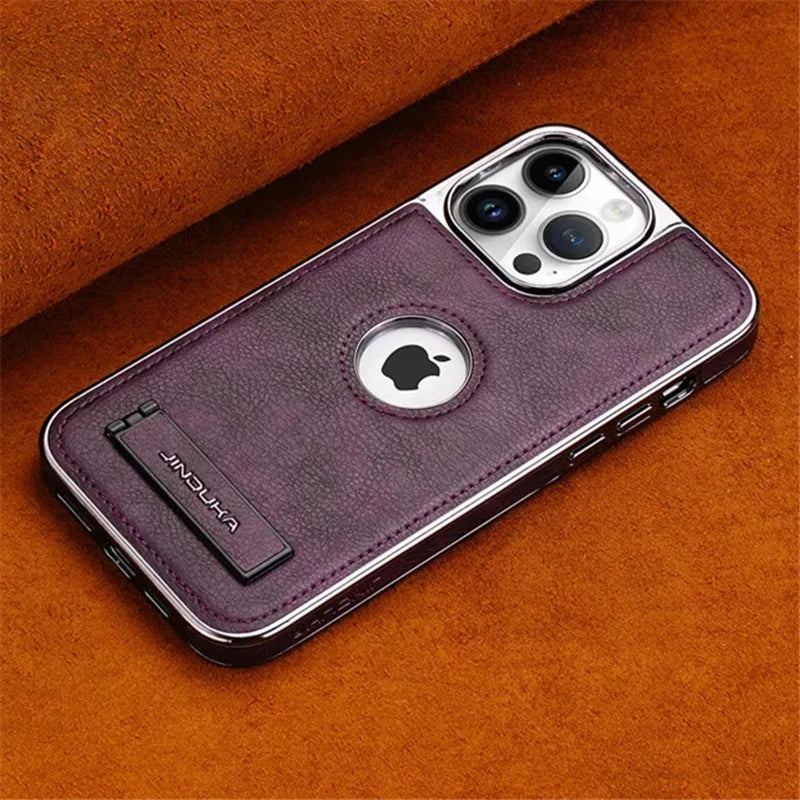 Luxury Leather Kickstand Case for iPhone