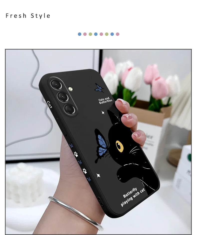 Cute Cat Butterfly Phone Case for Samsung Galaxy