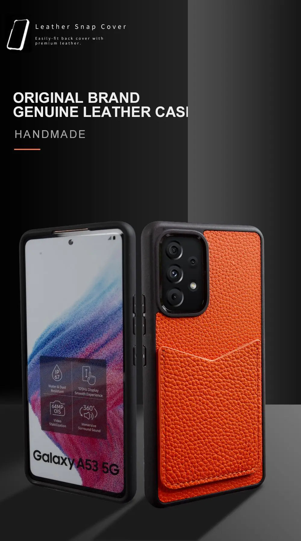 Genuine Leather Card Holder Case for Samsung Galaxy