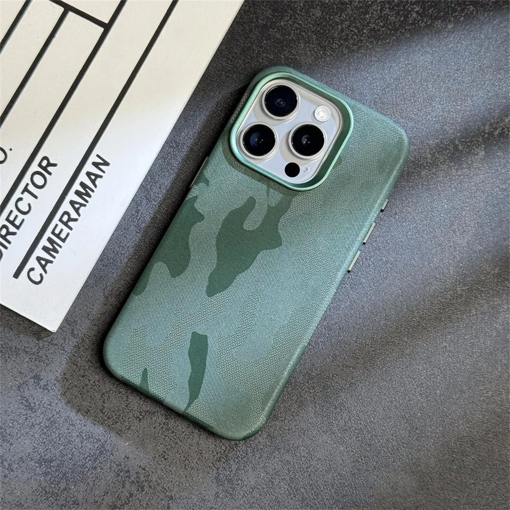 Luxury Camouflage Leather Shockproof Case for iPhone