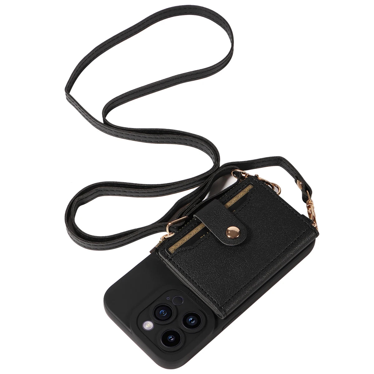 Leather Crossbody Phone Case with Mirror Wallet