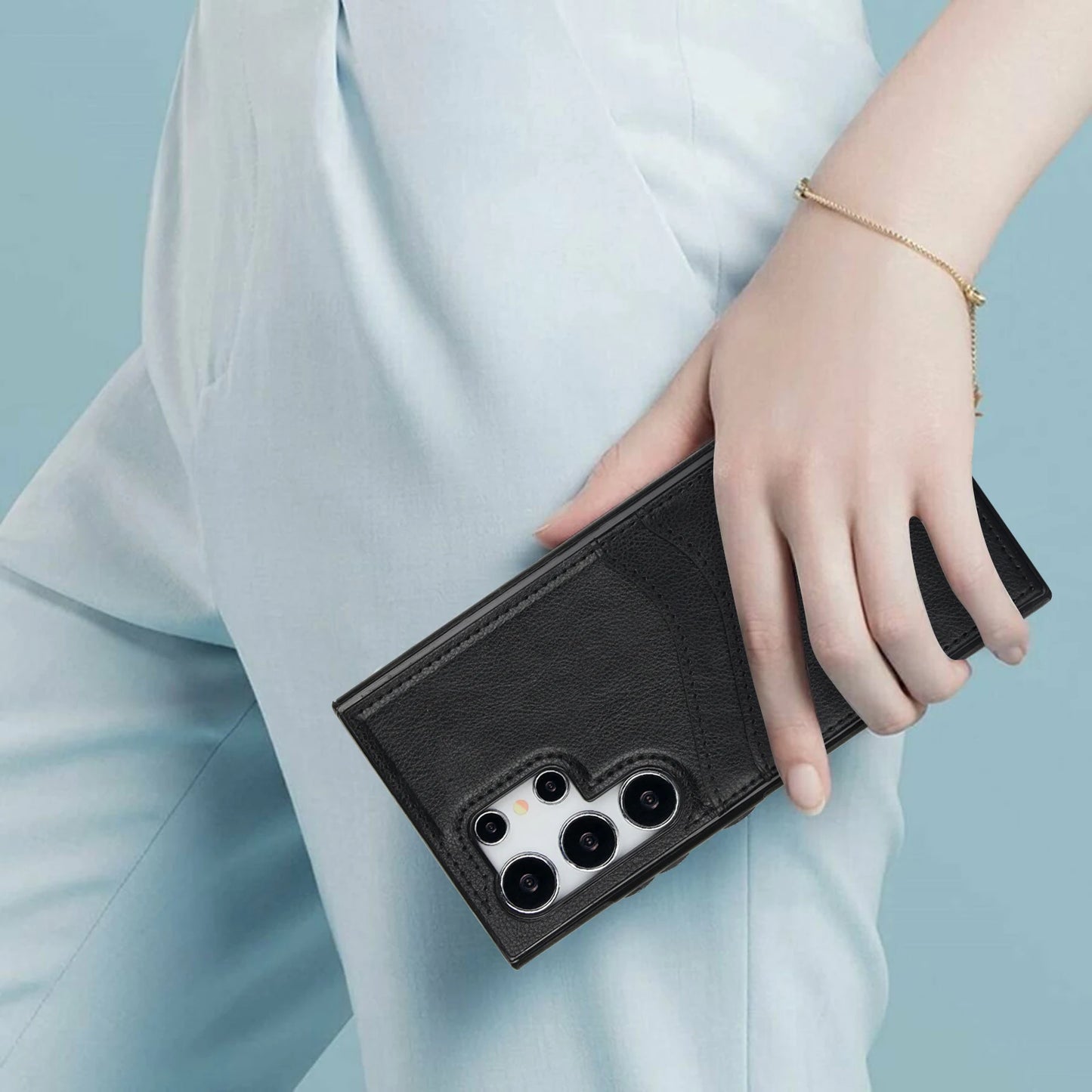 Leather Wallet Phone Case with Card Holder for Samsung