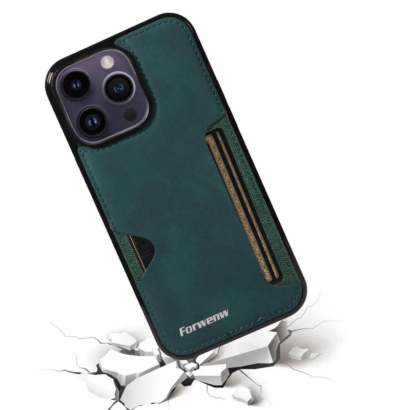Retro Card Holder Leather Case for iPhone - CaseifyTrend