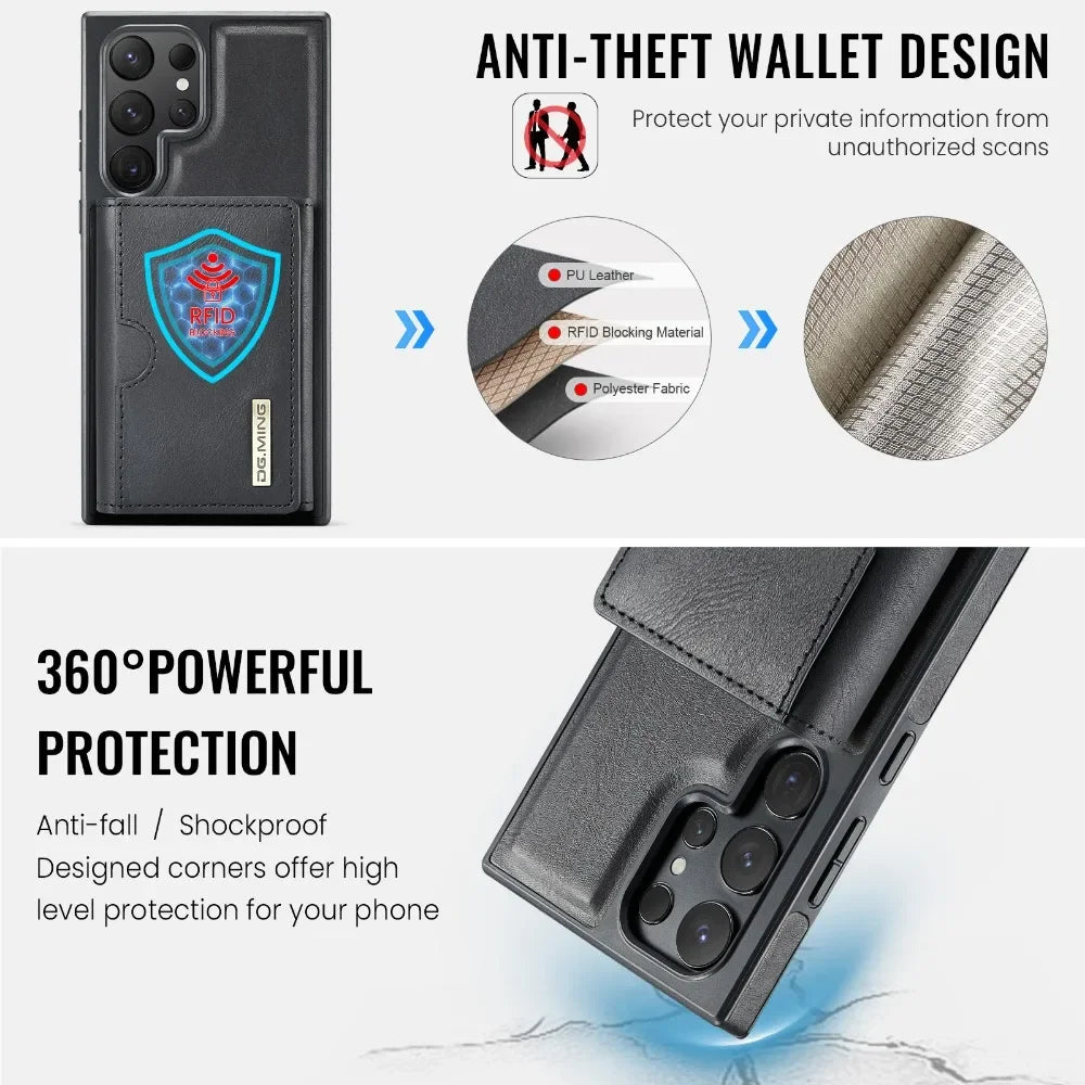 Detachable Magnetic Wallet Case with RFID for Samsung Galaxy