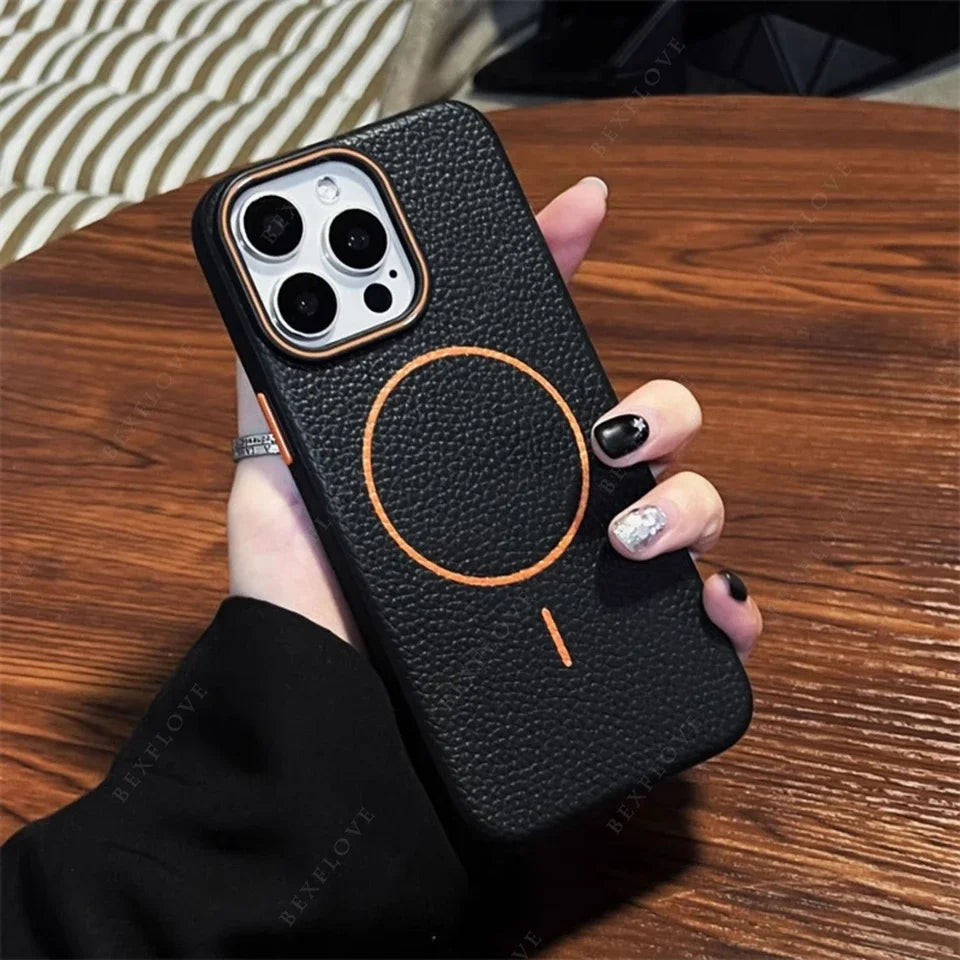 Official MagSafe Leather Texture iPhone Case Cover
