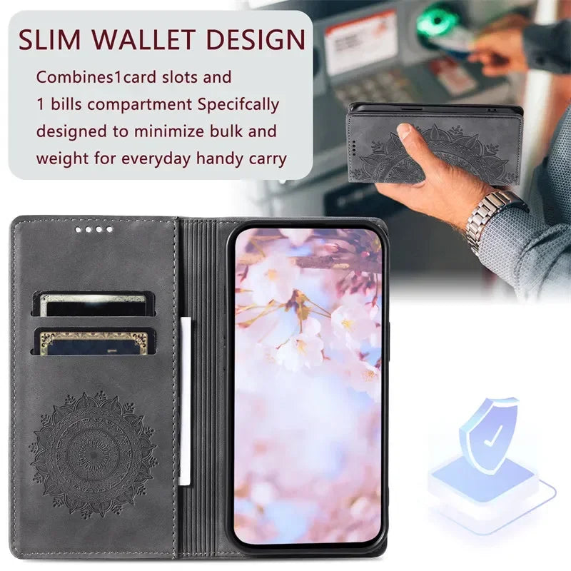 Magnetic Flip Leather Wallet Case for Samsung Galaxy