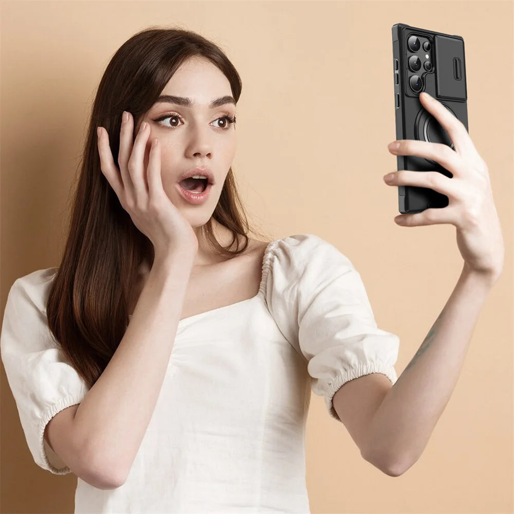 Slide Camera Protection Magnetic Stand Case for Samsung - CaseifyTrend