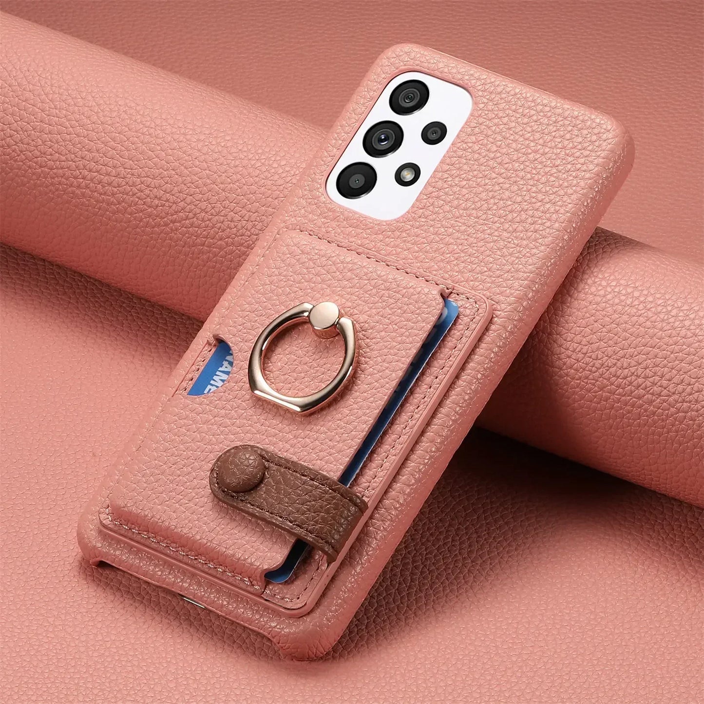 Leather Wallet Phone Case with Ring for Samsung Galaxy Series