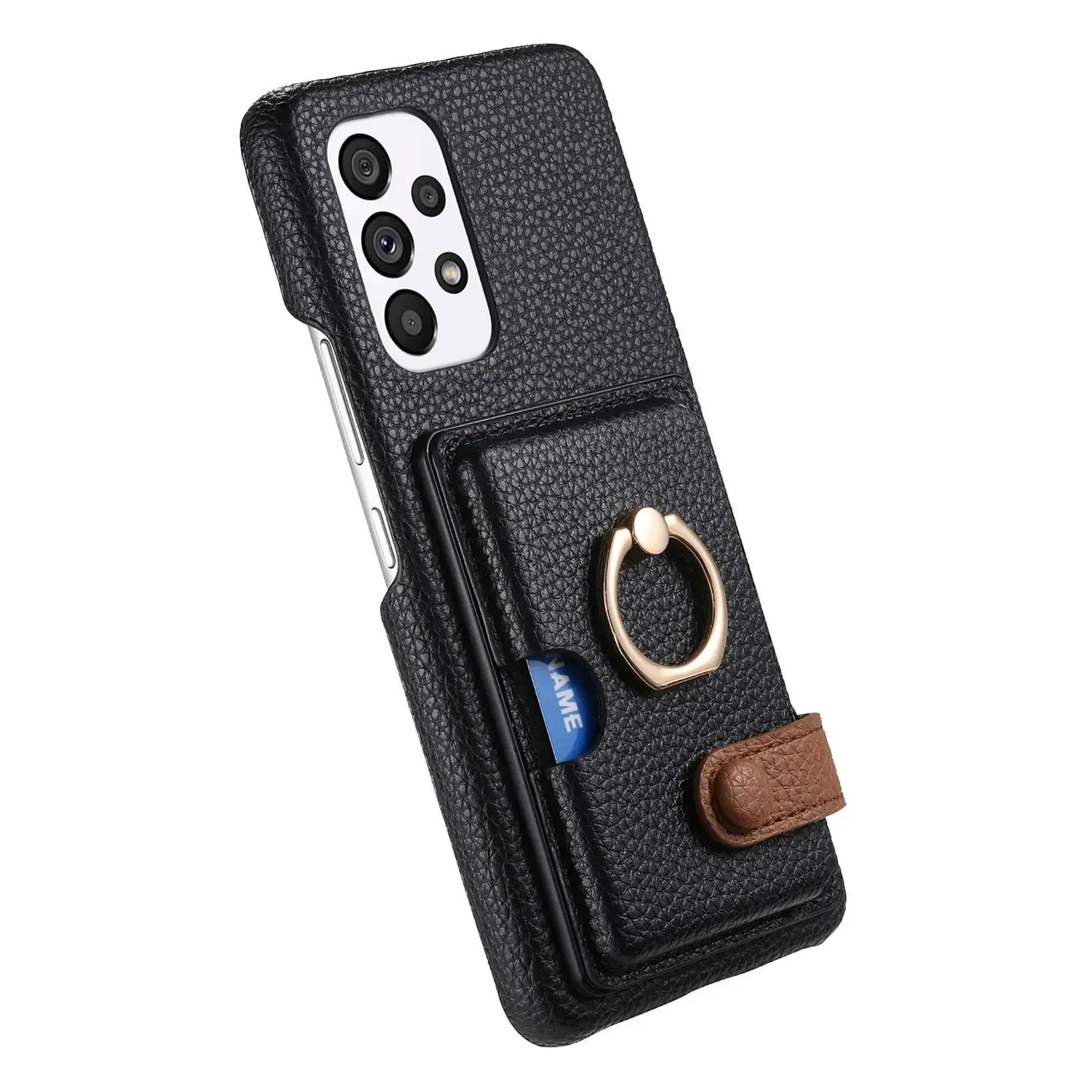 Leather Wallet Phone Case with Ring for Samsung Galaxy Series