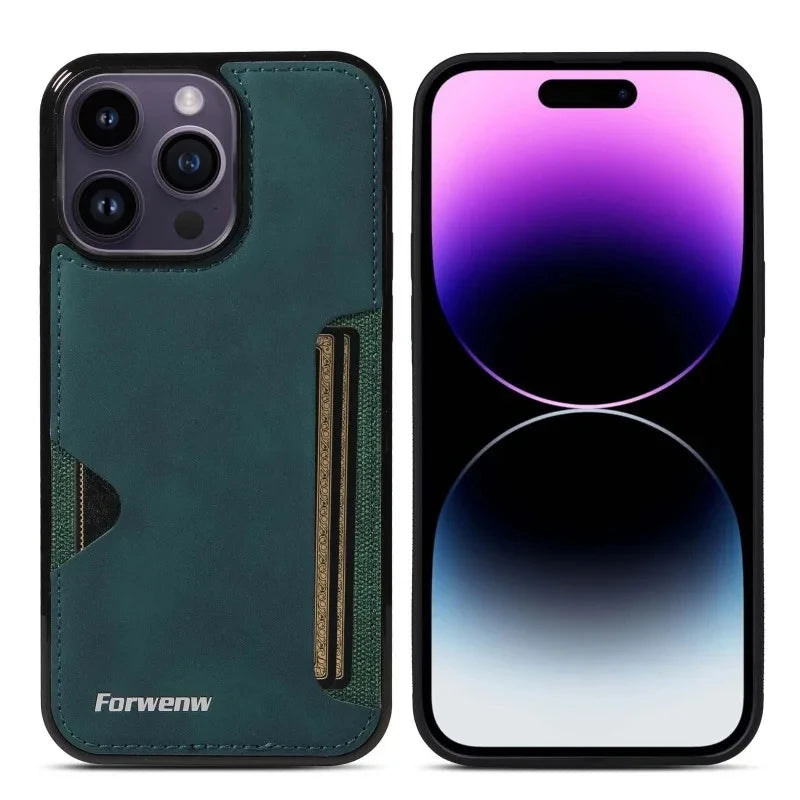 Retro Card Holder Leather Case for iPhone - CaseifyTrend