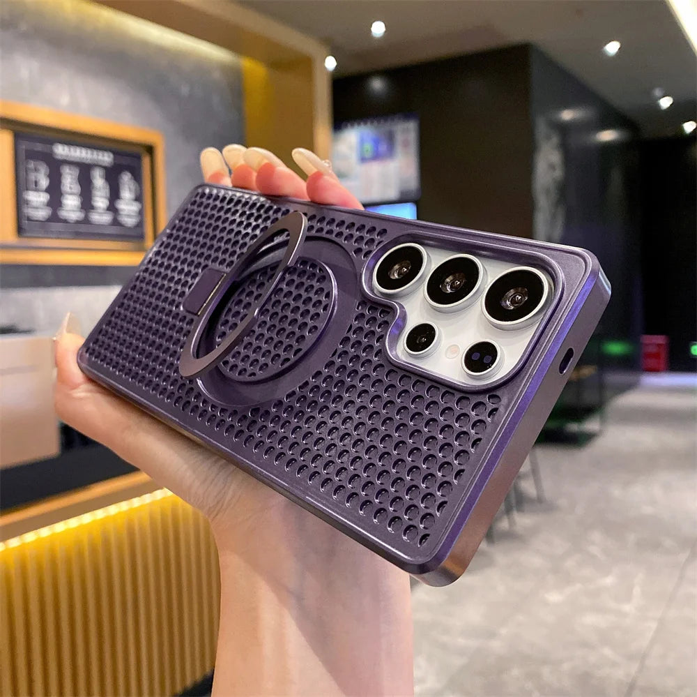 Magnetic Metal Fold Stand Cooling Case for Samsung Galaxy - CaseifyTrend