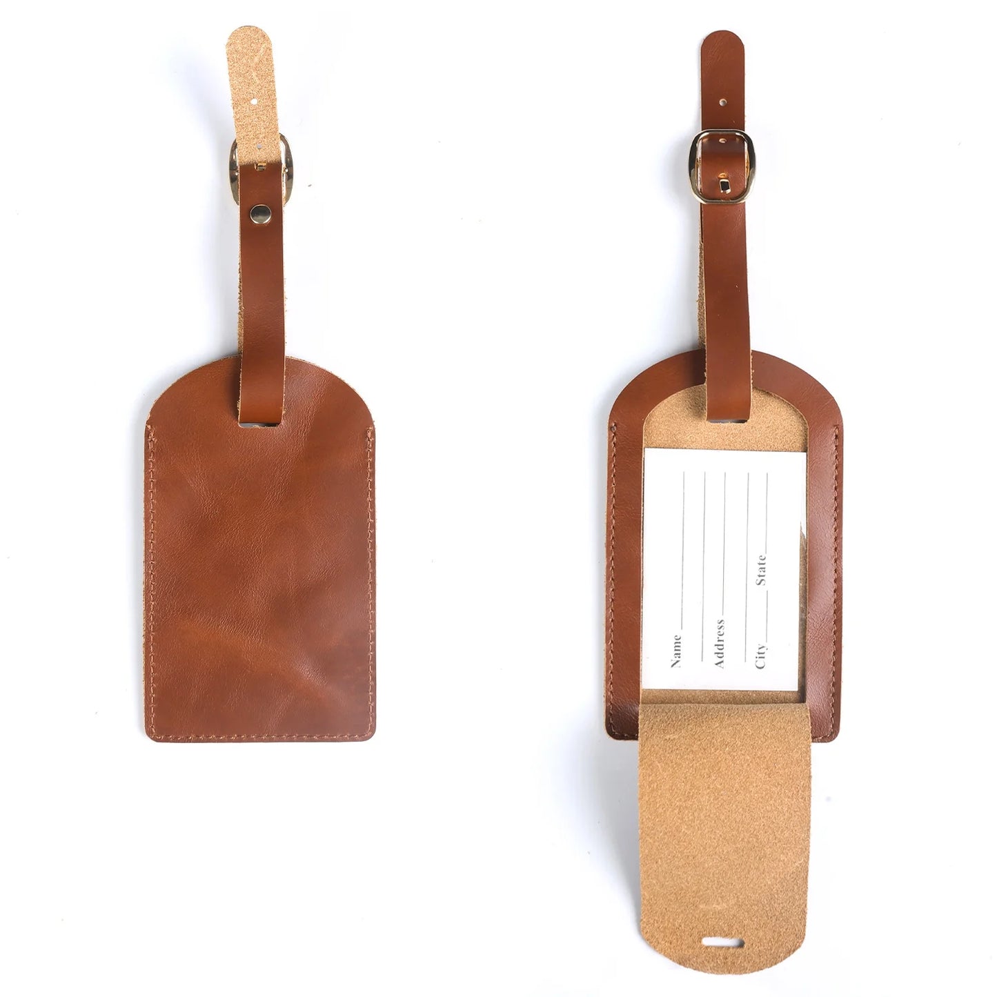 Luxury Leather iPhone Case with Luggage Tag Vintage Style