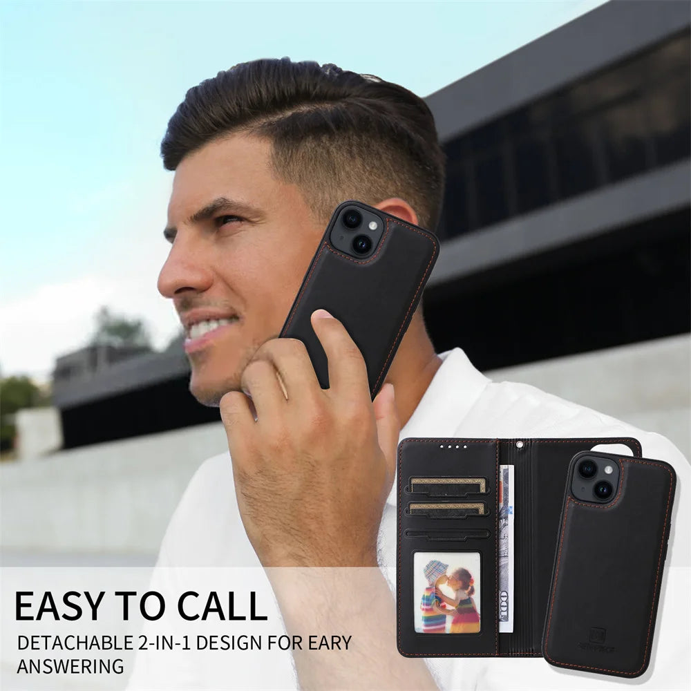 Detachable Magnetic Flip Leather Case for iPhone
