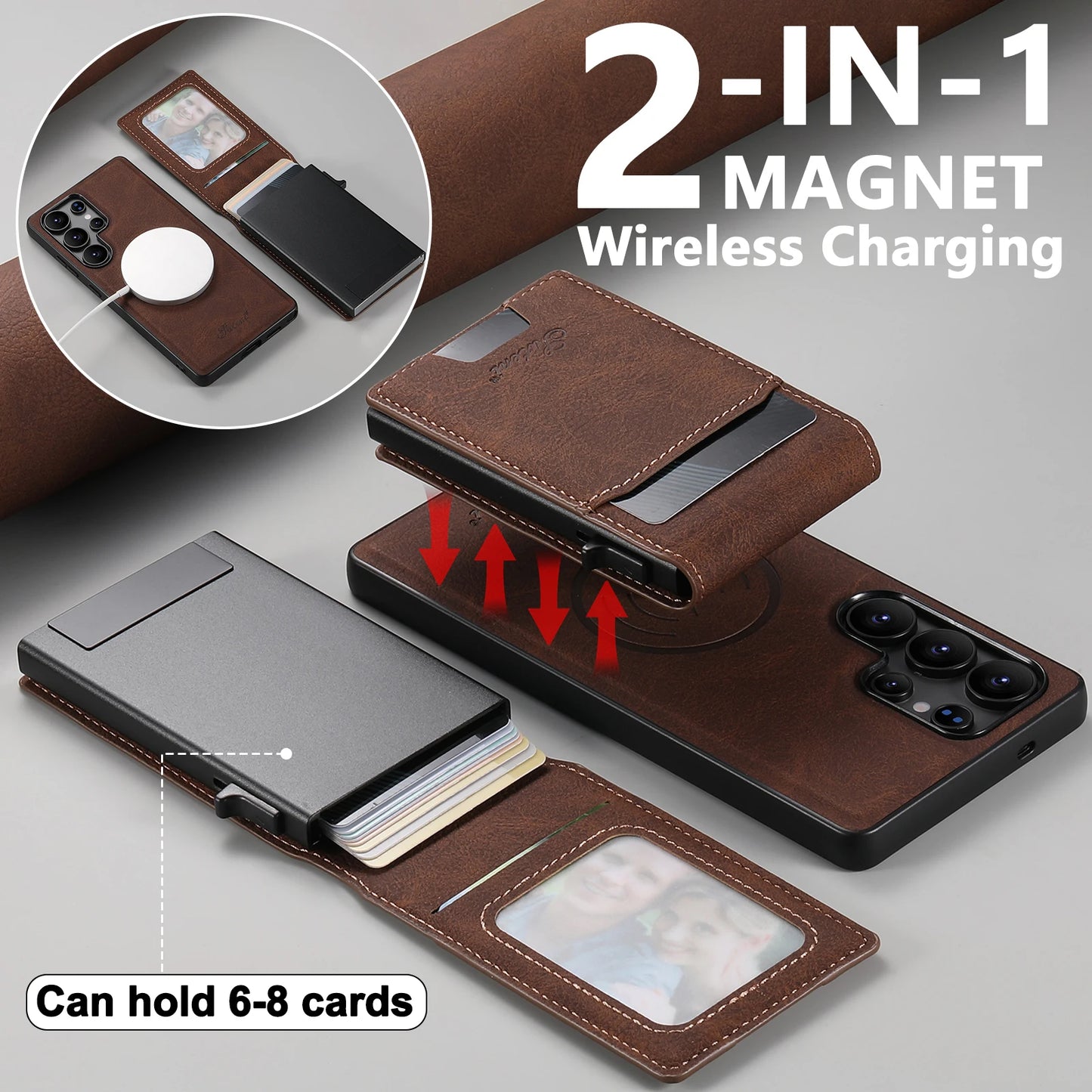 Luxury PU Leather Wallet Phone Case with Card Slot for Samsung