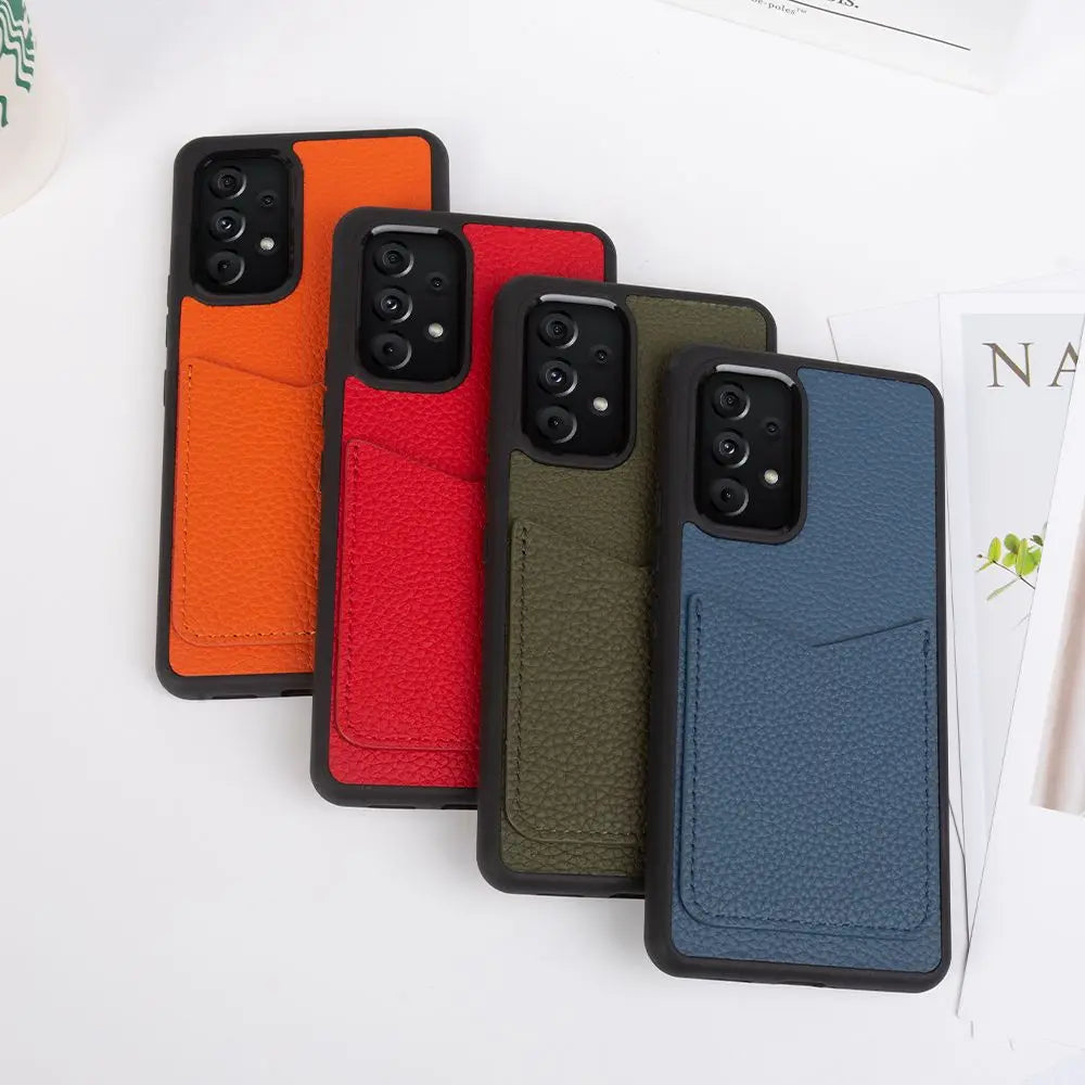 Genuine Leather Card Holder Case for Samsung Galaxy